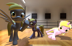 Size: 1600x1024 | Tagged: safe, artist:viranimation, derpy hooves, dinky hooves, pegasus, pony, g4, 3d, family, female, gmod, mare