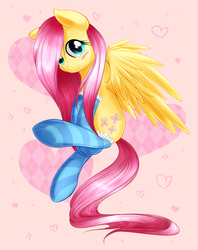 Size: 1150x1450 | Tagged: safe, artist:agletka, fluttershy, g4, clothes, female, socks, solo, striped socks