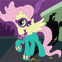 Size: 1802x1804 | Tagged: safe, artist:the-paper-pony, fluttershy, saddle rager, pegasus, pony, g4, power ponies (episode), clothes, costume, female, mare, power ponies, solo