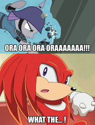 Size: 640x840 | Tagged: safe, maud pie, g4, crossover, knuckles the echidna, male, meme, muda pie, oraoraoraoraoraoraoraoraora, rock, sonic adventure, sonic adventure 2, sonic heroes, sonic the hedgehog (series), sonic x