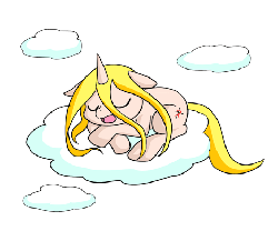Size: 468x390 | Tagged: safe, artist:congee-painting, oc, oc only, oc:angel, pony, unicorn, :o, animated, art trade, cloud, cute, eyes closed, floppy ears, simple background, sleeping, snoring, solo, transparent background, zzz