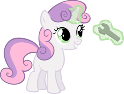 Size: 1200x905 | Tagged: safe, artist:blasthedgehog1, sweetie belle, pony, unicorn, g4, female, filly, foal, magic, simple background, solo, sweetie belle's magic brings a great big smile, transparent background, vector, wrench