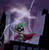 Size: 600x616 | Tagged: safe, artist:hewison, spike, g4, power ponies (episode), batman, batman the animated series, bucket, dc comics, humdrum costume, lightning, male, parody, power ponies, solo