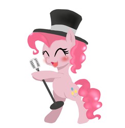 Size: 1247x1280 | Tagged: safe, artist:doubt, pinkie pie, g4, cute, diapinkes, female, hat, microphone, solo, top hat