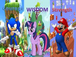 Size: 960x720 | Tagged: safe, twilight sparkle, alicorn, pony, g4, copy and paste, crossover, female, male, mare, mario, sonic the hedgehog, sonic the hedgehog (series), super mario bros., twilight sparkle (alicorn), wat