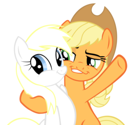 Size: 2044x2000 | Tagged: safe, artist:accu, applejack, oc, oc:aryanne, earth pony, pony, g4, duo, duo female, exploitable meme, female, high res, mare, meme, simple background, smugdash, transparent background, twiface