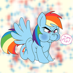 Size: 757x757 | Tagged: safe, artist:gamebuddy123, rainbow dash, pegasus, pony, g4, angry, cute, fat, fat angry rainbow dash, female, madorable, mare, puffy cheeks, rainblob dash, solo