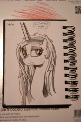 Size: 907x1355 | Tagged: safe, artist:cs, princess celestia, g4, female, messy mane, morning ponies, solo