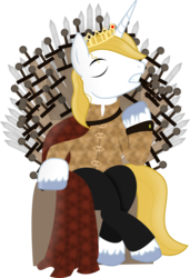 Size: 4452x6500 | Tagged: safe, artist:theshadowstone, prince blueblood, g4, a song of ice and fire, absurd resolution, character comparision, game of thrones, iron throne, joffrey baratheon, king joffrey, male, simple background, solo, transparent background, vector