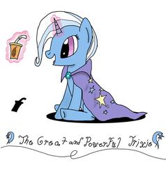 Size: 1418x1491 | Tagged: safe, artist:cider-crave, trixie, pony, unicorn, g4, female, happy, mare, smoothie, solo