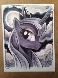 Size: 768x1024 | Tagged: safe, artist:andypriceart, princess luna, g4, female, monochrome, portrait, solo, traditional art
