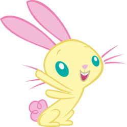 Size: 1193x1199 | Tagged: safe, artist:cwossie, angel bunny, fluttershy, g4, female, recolor, simple background, solo, species swap, transparent background, vector