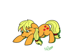 Size: 1600x1200 | Tagged: safe, artist:cwossie, applejack, g4, female, ponytail, sleepy, solo, tired