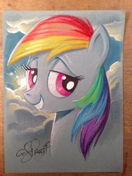 Size: 852x1136 | Tagged: safe, artist:andypriceart, rainbow dash, g4, female, lens flare, photo, solo, traditional art