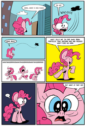 Size: 1800x2672 | Tagged: safe, artist:joeywaggoner, pinkie pie, the clone that got away, g4, too many pinkie pies, comic, diane, moustache, pie incognito