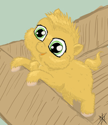 Size: 600x694 | Tagged: safe, artist:jberg360, fluffy pony, ambiguous gender, big eyes, box, fluffy pony foal, solo