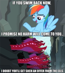 Size: 640x720 | Tagged: safe, edit, edited screencap, screencap, rainbow dash, quarray eel, g4, may the best pet win, image macro, meme, the princess bride