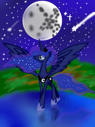 Size: 480x640 | Tagged: safe, artist:ljw9310, princess luna, g4, female, moon, solo, stars