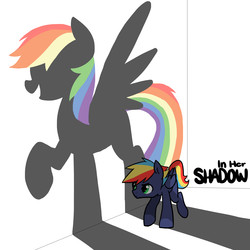 Size: 4000x4000 | Tagged: safe, artist:kianamai, rainbow dash, oc, oc:prism bolt, pegasus, pony, kilalaverse, g4, colt, fanfic art, fanfic cover, male, next generation, offspring, parent:rainbow dash, parent:soarin', parents:soarindash, shadow, simple background, white background