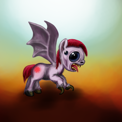 Size: 700x700 | Tagged: safe, artist:lemurkatta, pony, bat wings, chaos, creepy, mutant, ponified, solo, warhammer (game), warhammer 40k