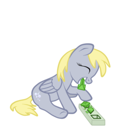 Size: 700x700 | Tagged: safe, artist:lemurkatta, derpy hooves, pegasus, pony, g4, cute, derpabetes, eyes closed, female, mare, mouth hold, open mouth, simple background, sitting, smiling, solo, test, transparent background