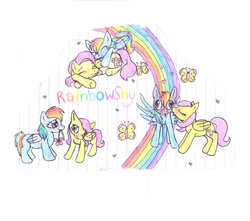 Size: 2420x2140 | Tagged: safe, artist:lionsoulkopa, fluttershy, rainbow dash, g4, derp, female, high res, lesbian, ship:flutterdash, shipping