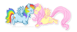 Size: 861x359 | Tagged: safe, artist:nekophoenix, fluttershy, rainbow dash, pegasus, pony, g4, duo, female, lesbian, ship:flutterdash, shipping