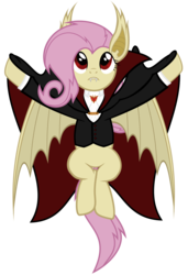 Size: 4100x6000 | Tagged: safe, artist:magister39, fluttershy, bat pony, pony, vampire, g4, absurd resolution, bat ponified, cape, clothes, fangs, female, flutterbat, outfit, race swap, simple background, solo, transparent background, vector