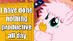Size: 640x360 | Tagged: safe, artist:mixermike622, oc, oc only, oc:fluffle puff, g4, animated, computer, computer mouse, i have done nothing productive all day, image macro, meme, mouth hold, solo, typing