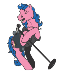 Size: 683x800 | Tagged: safe, artist:spectralunicorn, melody, earth pony, pony, g1, my little pony tales, bipedal, female, hoers, microphone, singing, solo