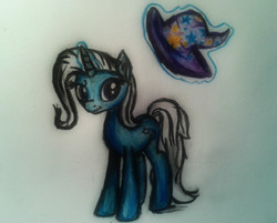 Size: 1637x1316 | Tagged: safe, artist:gpgo-sparkling-panda, trixie, pony, unicorn, g4, female, hat, mare, solo, traditional art