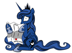 Size: 4280x3130 | Tagged: safe, artist:andy price, artist:brunursus, idw, princess luna, g4, female, heart, i ♥ x, lost, manehattan, map, simple background, solo, transparent background, vector