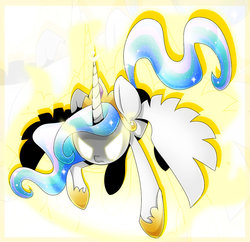 Size: 900x870 | Tagged: safe, artist:pegasisters82, princess celestia, alicorn, pony, g4, eyes closed, female, glowing horn, horn, mare, solo