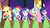 Size: 1440x810 | Tagged: safe, screencap, applejack, fluttershy, rainbow dash, rarity, twilight sparkle, human, equestria girls, g4, my little pony equestria girls: rainbow rocks, shake your tail, clothes, female, grass skirt, hula, huladash, hulajack, hulalight, hularity, hulashy, lei, skirt