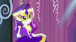 Size: 1920x1080 | Tagged: safe, screencap, rarity, equestria girls, g4, my little pony equestria girls: rainbow rocks, shake your tail, clothes, dress, female, mask, solo