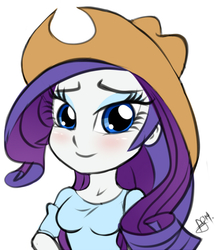 Size: 500x582 | Tagged: safe, artist:pia-sama, rarity, equestria girls, g4, cowboy hat, female, hat, solo