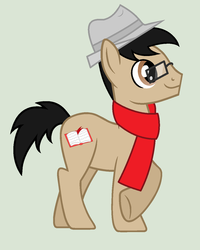 Size: 1016x1272 | Tagged: safe, artist:unoriginai, oc, oc only, oc:brogar, earth pony, pony, clothes, hat, male, scarf, solo, stallion, trilby