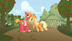 Size: 1365x768 | Tagged: safe, screencap, applejack, big macintosh, earth pony, pony, applebuck season, g4, male, stallion