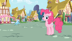 Size: 1365x768 | Tagged: safe, screencap, linky, pinkie pie, shoeshine, applebuck season, g4, cute, diapinkes