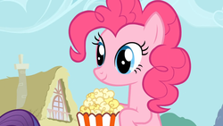 Size: 1365x768 | Tagged: safe, screencap, pinkie pie, applebuck season, g4, cute, diapinkes, female, popcorn, solo