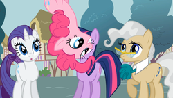 Size: 1365x768 | Tagged: safe, screencap, mayor mare, pinkie pie, rarity, twilight sparkle, applebuck season, g4