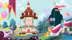 Size: 1365x768 | Tagged: safe, screencap, berry punch, berryshine, bon bon, carrot top, daisy, flower wishes, golden harvest, minuette, rarity, spike, sweetie drops, twilight sparkle, applebuck season, g4, party