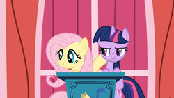 Size: 1365x768 | Tagged: safe, screencap, fluttershy, twilight sparkle, applebuck season, g4, grumpy twilight