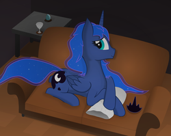 Size: 7684x6130 | Tagged: safe, artist:farminilla, princess luna, g4, absurd resolution, couch, female, solo