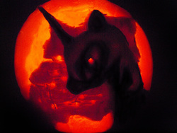 Size: 4032x3024 | Tagged: safe, artist:wyntercreations, nightmare moon, g4, carving, halloween, holiday, jack-o-lantern, pumpkin