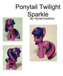 Size: 900x1080 | Tagged: safe, artist:wyntercreations, twilight sparkle, pony, unicorn, g4, alternate hairstyle, brushable, customized toy, female, irl, photo, ponytail, toy, unicorn twilight