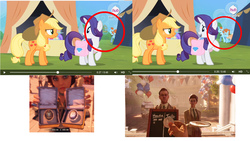 Size: 1360x768 | Tagged: safe, screencap, applejack, beyond (g4), infinity (g4), rarity, g4, my little pony: friendship is magic, trade ya!, bioshock infinite, cage, lutece twins, meme