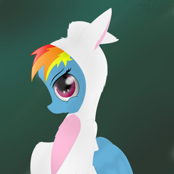 Size: 2000x2000 | Tagged: safe, artist:allyster-black, rainbow dash, rabbit, g4, cute, easter, female, fluffy, high res, looking at you, smiling, solo