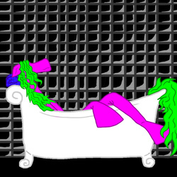 Size: 800x800 | Tagged: safe, artist:the dragon medic, pony, bath, bathtub, claw foot bathtub, relaxing, solo, tub, wet, wet mane