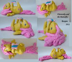 Size: 2500x2150 | Tagged: safe, artist:roogna, fluttershy, g1, g4, craft, g4 to g1, generation leap, high res, sculpture, traditional art
